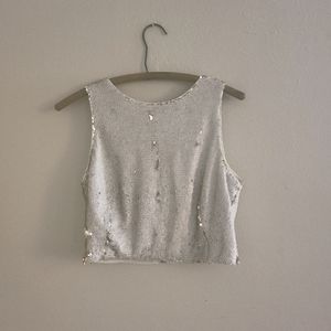 White and gold sequin top